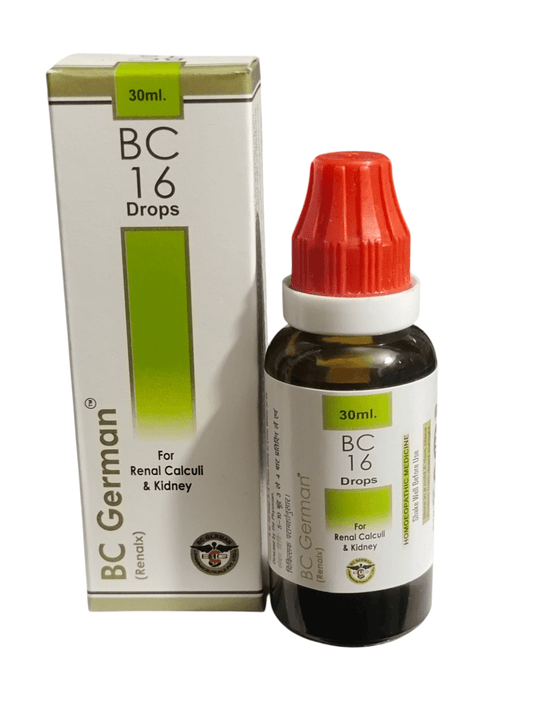 BC German BC 16 Drops bottle and packaging on a white background