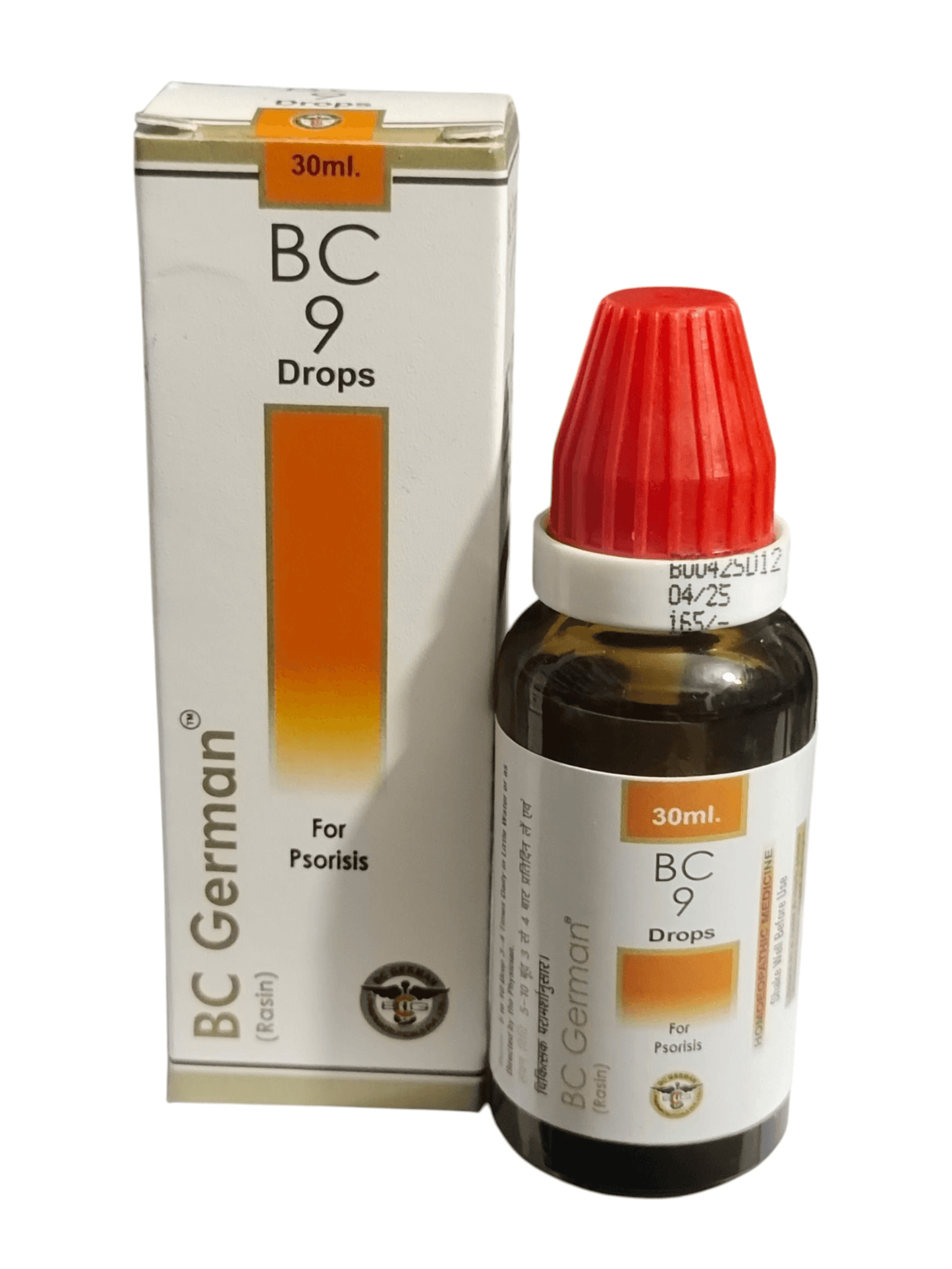 BC German BC 9 Drops bottle and packaging on a white background