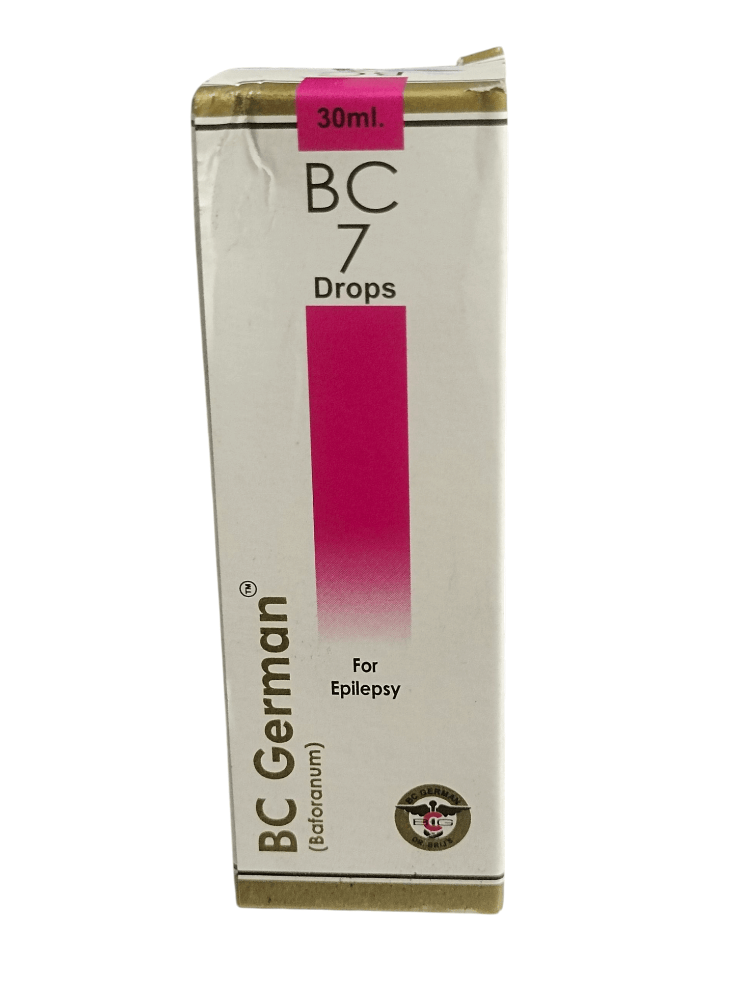 Box of BC German BC 7 Drops for Epilepsy on a white background