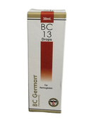 Box of BC German BC 13 Drops for hemoglobin on a white background
