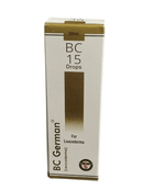 Box of BC German BC 15 Drops for Leucoderma on a white background