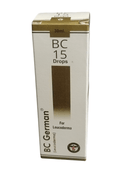 Box of BC German BC 15 Drops for Leucoderma on a white background