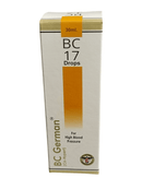 Box of BC German BC 17 Drops for high blood pressure on a white background