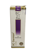 Box of BC German BC 21 Drops for Intestinal Colic on a white background