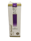 Box of BC German BC 21 Drops for Intestinal Colic on a white background