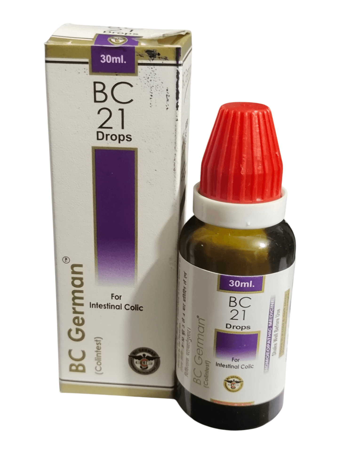 BC German BC 21 Drops bottle and packaging on a white background