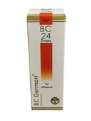 Box of BC German BC 24 Drops for Influenza on a white background