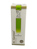 Box of BC German BC 25 Drops for Dysmenorrhoea on a white background