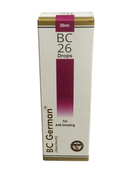 Box of BC 26 Drops for anti-smoking by BC German on a white background