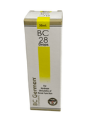 Box of BC 28 Drops for veterinary use on a white background