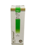Box of BC 27 Drops for eye care on a white background