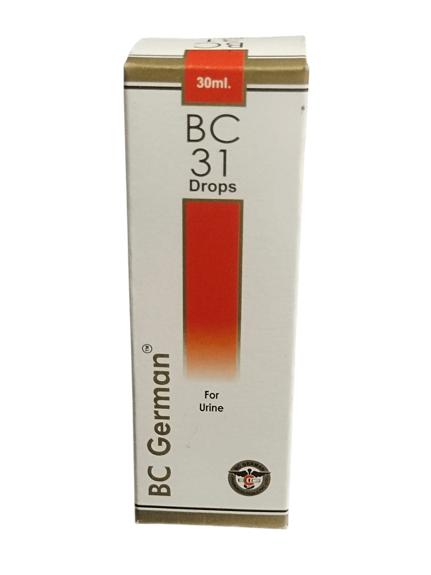 Box of BC German BC 31 Drops on a white background