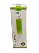 Box of BC 32 Drops for Migraine on a white background