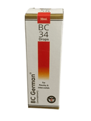 Box of BC German BC 34 Drops on a white background