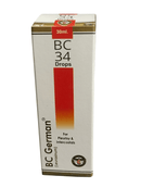 Box of BC German BC 34 Drops on a white background