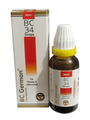 BC German BC 34 Drops packaging and bottle on a white background