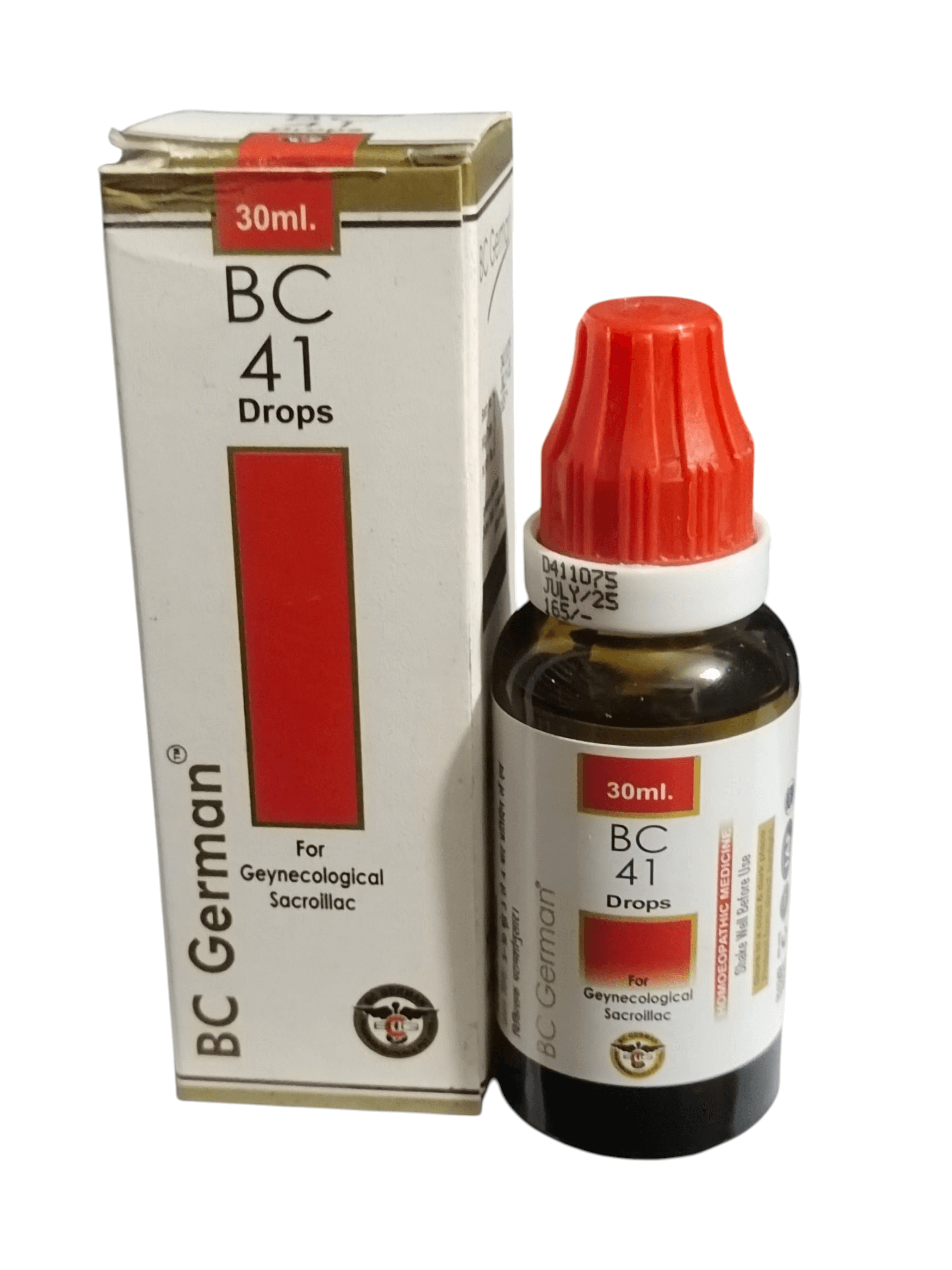 BC German BC 41 Drops bottle and packaging on a white background