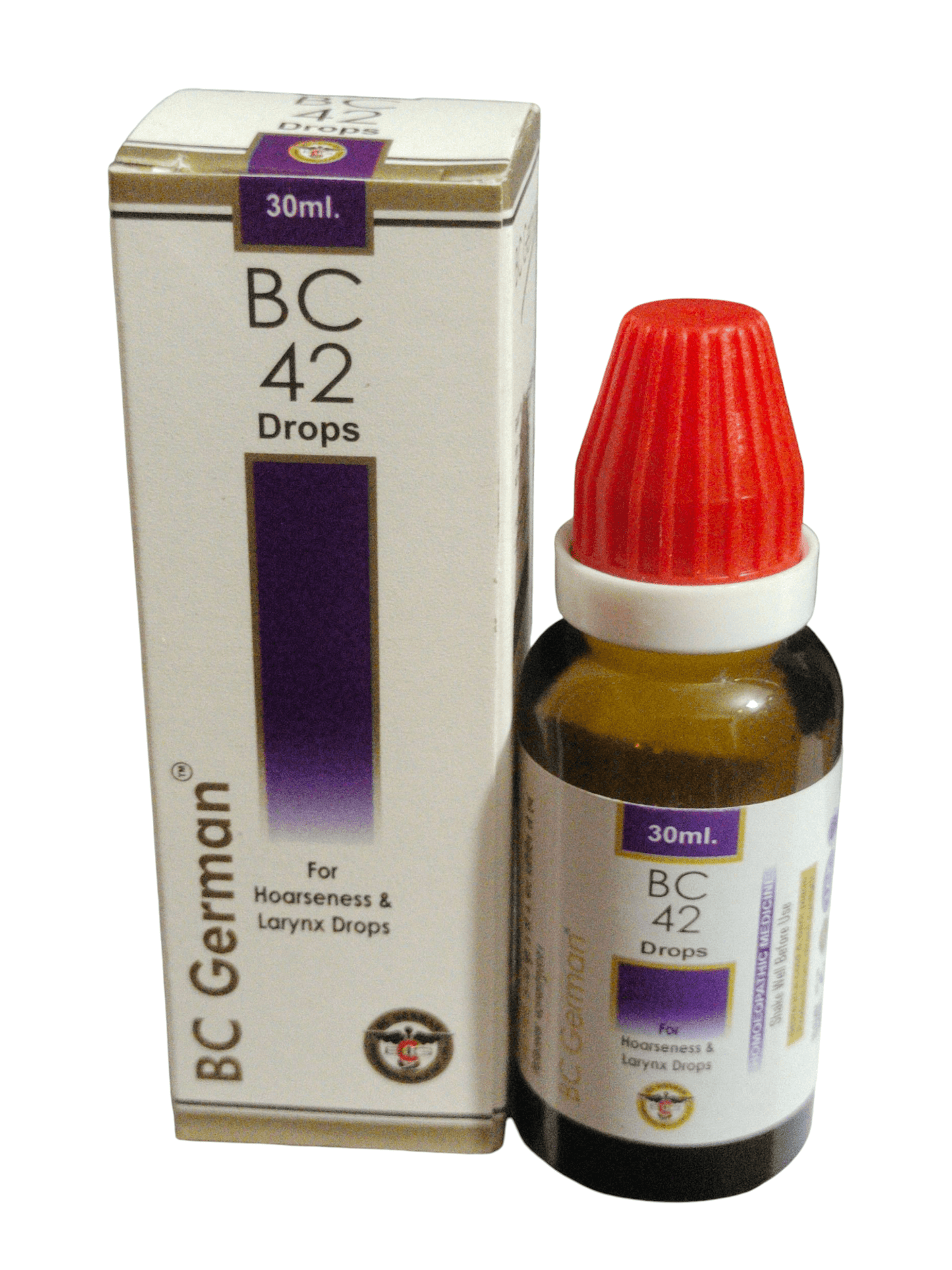 BC German BC 42 Drops bottle and packaging on a white background