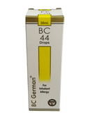 Box of BC German BC 44 Drops for Inhalant Allergy on a white background