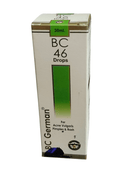 Box of BC German BC 46 Drops for acne vulgaris on a white background