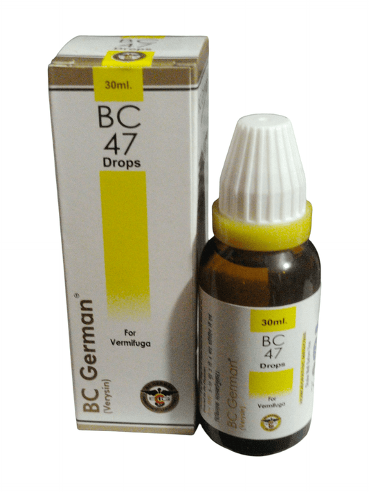 BC German BC 47 Drops bottle and packaging on a white background