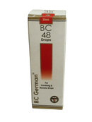 Box of BC 48 Drops for veterinary use on a white background