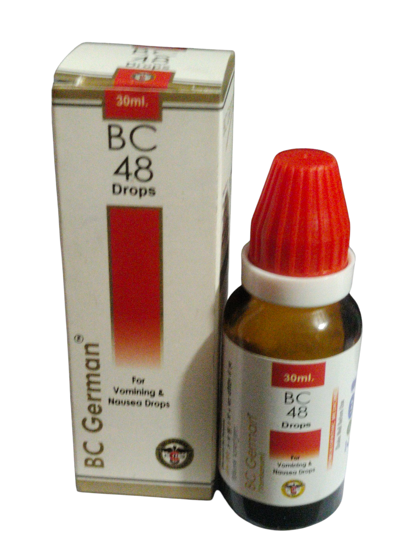 BC German BC 48 Drops bottle and packaging on a white background