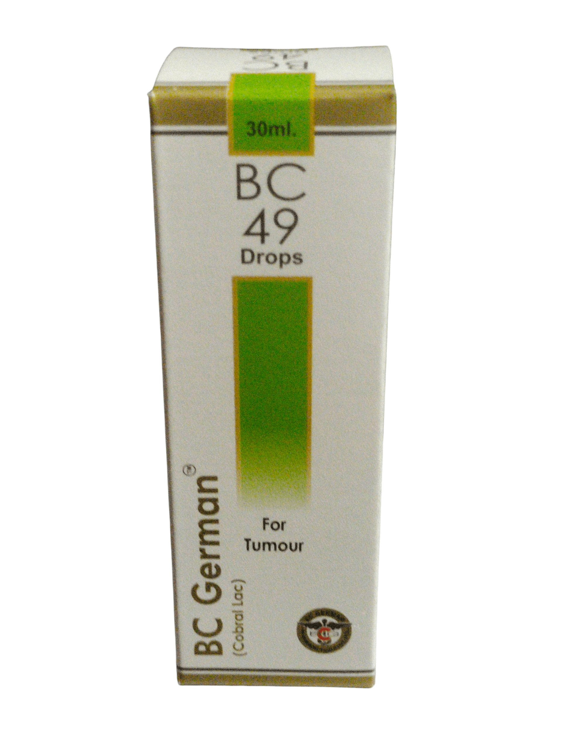 Box of BC German BC 49 Drops for Tumour on a white background
