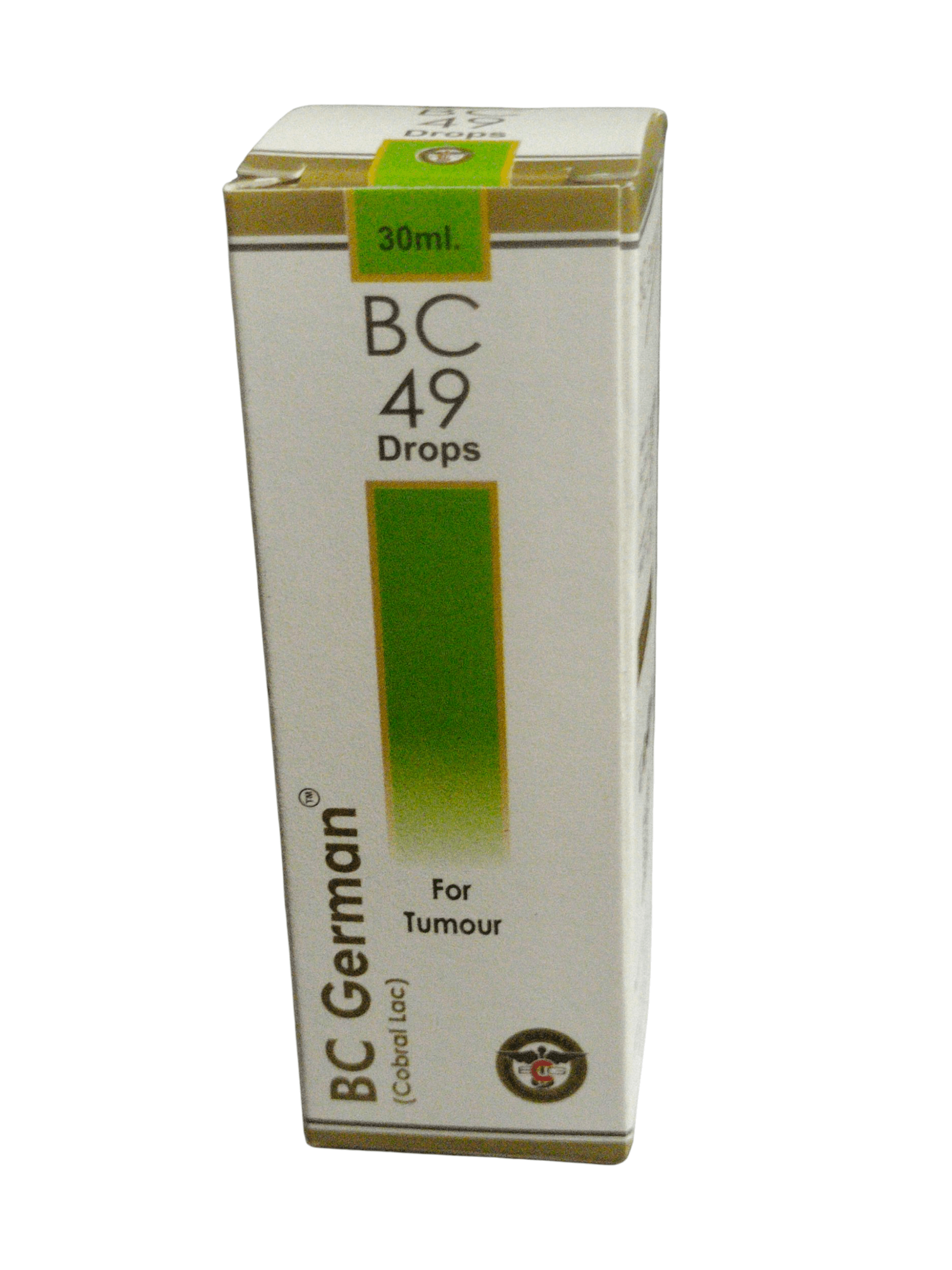 Box of BC German BC 49 Drops for Tumour on a white background