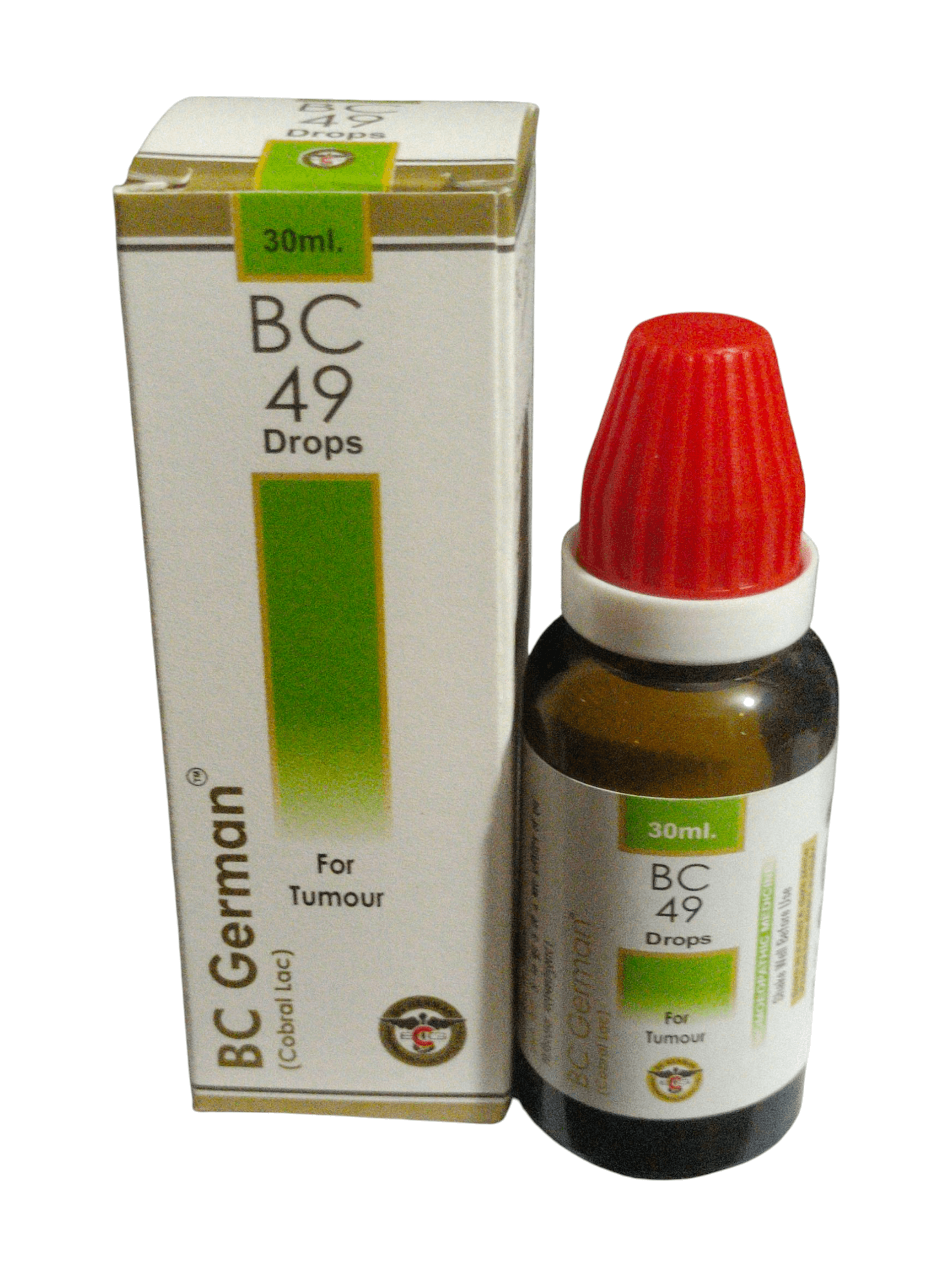 BC German BC 49 Drops bottle and packaging on a white background