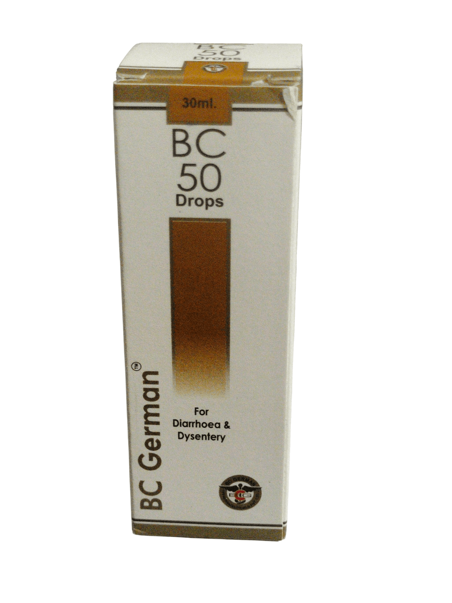 Box of BC German BC 50 Drops on a white background