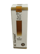 Box of BC 50 Drops for Diarrhea & Dysentery with BC German branding on a white background