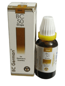 BC German BC 50 Drops bottle and packaging on a white background