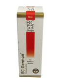 Box of BC 53 Drops for kidney and bladder health on a white background