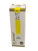 Box of BC German BC 54 Drops for impaired circulation on a white background