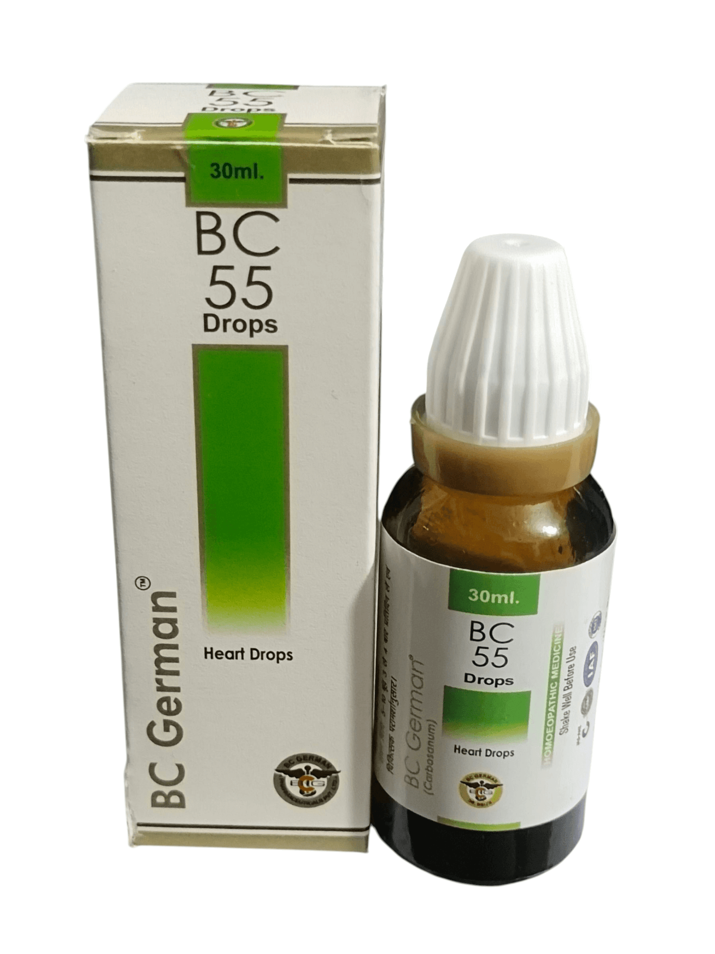 BC German BC 55 Drops bottle and packaging on a white background