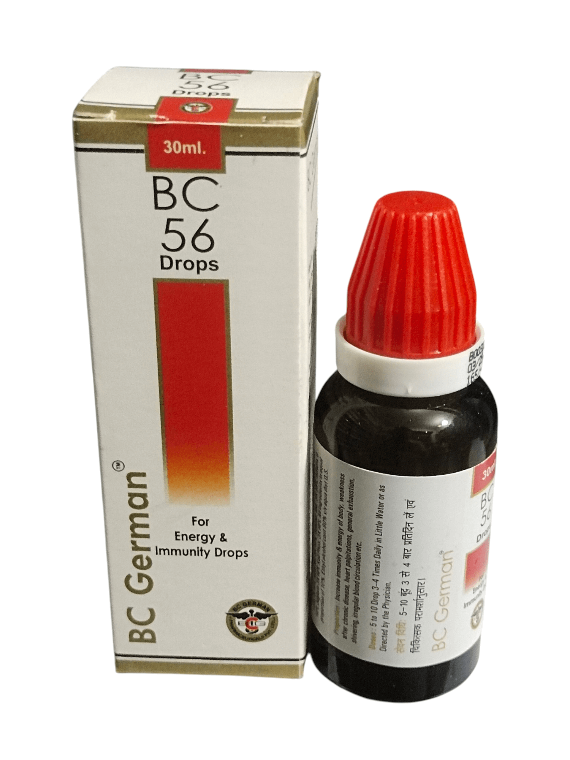 BC German BC 56 Drops bottle and packaging on a white background