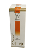 Box of BC 57 Drops for liver and gallbladder on a white background