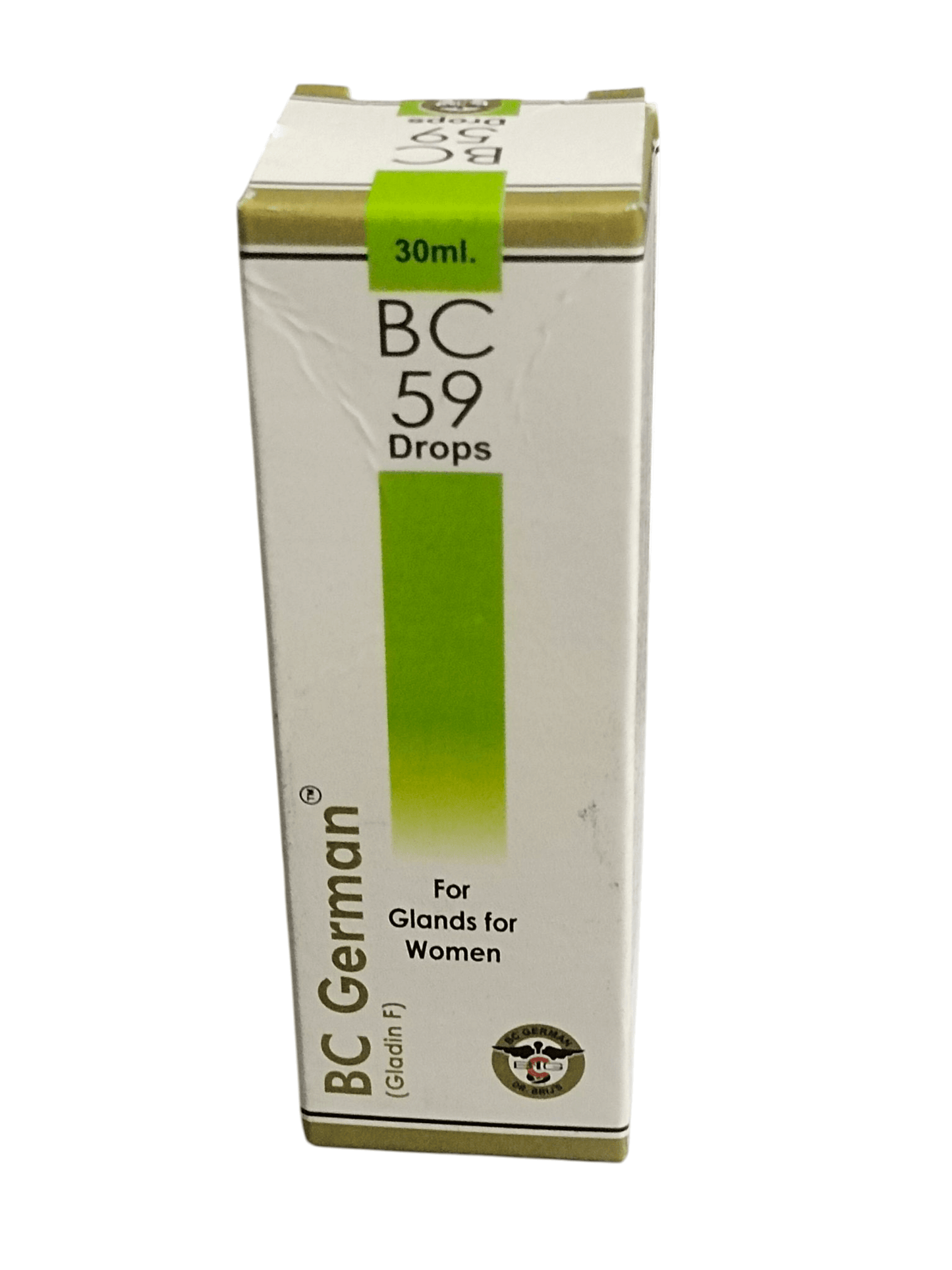 Box of BC 59 Drops for Glands for Women by BC German on a white background