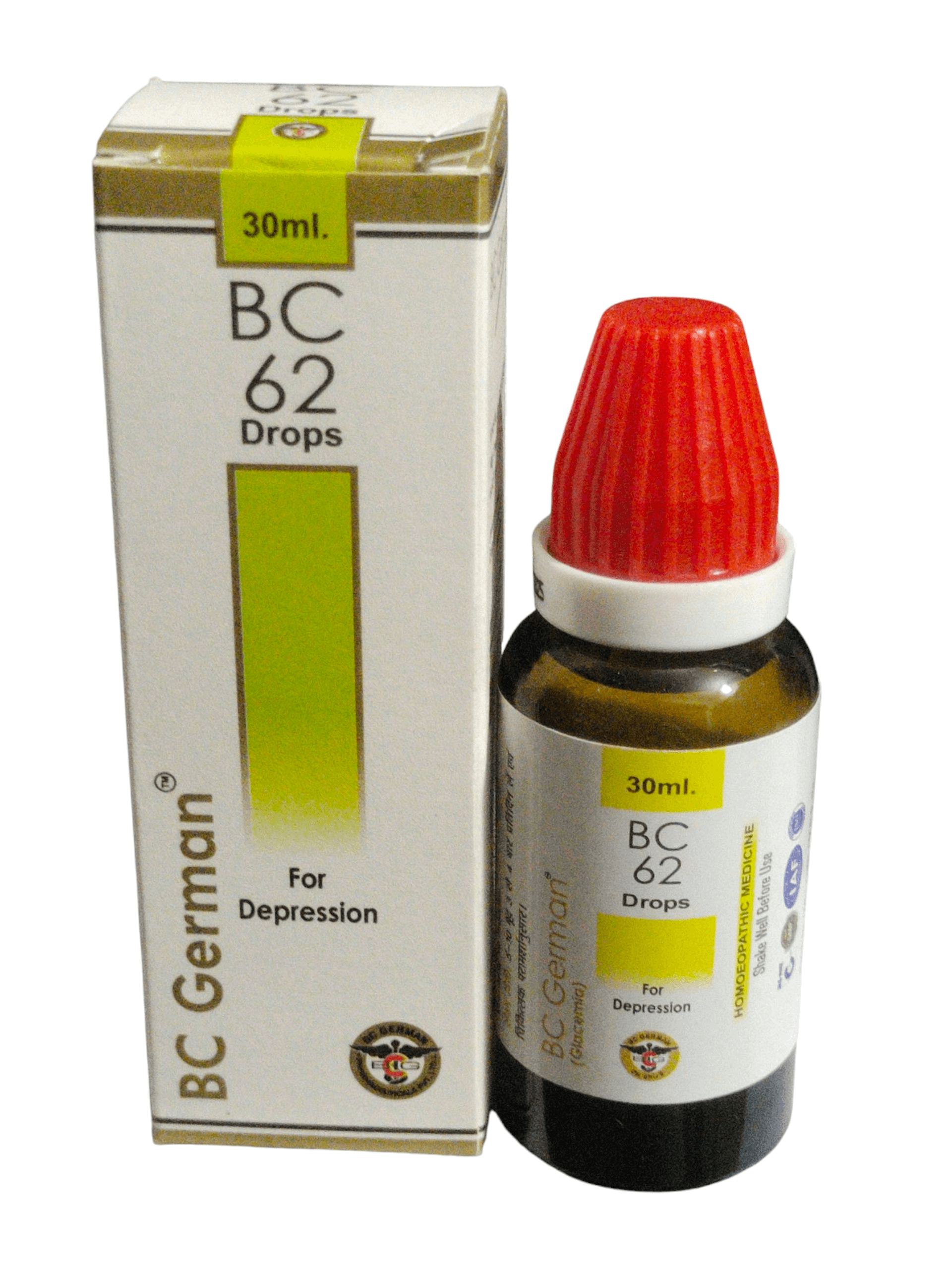BC German BC 62 Drops bottle and packaging on a white background