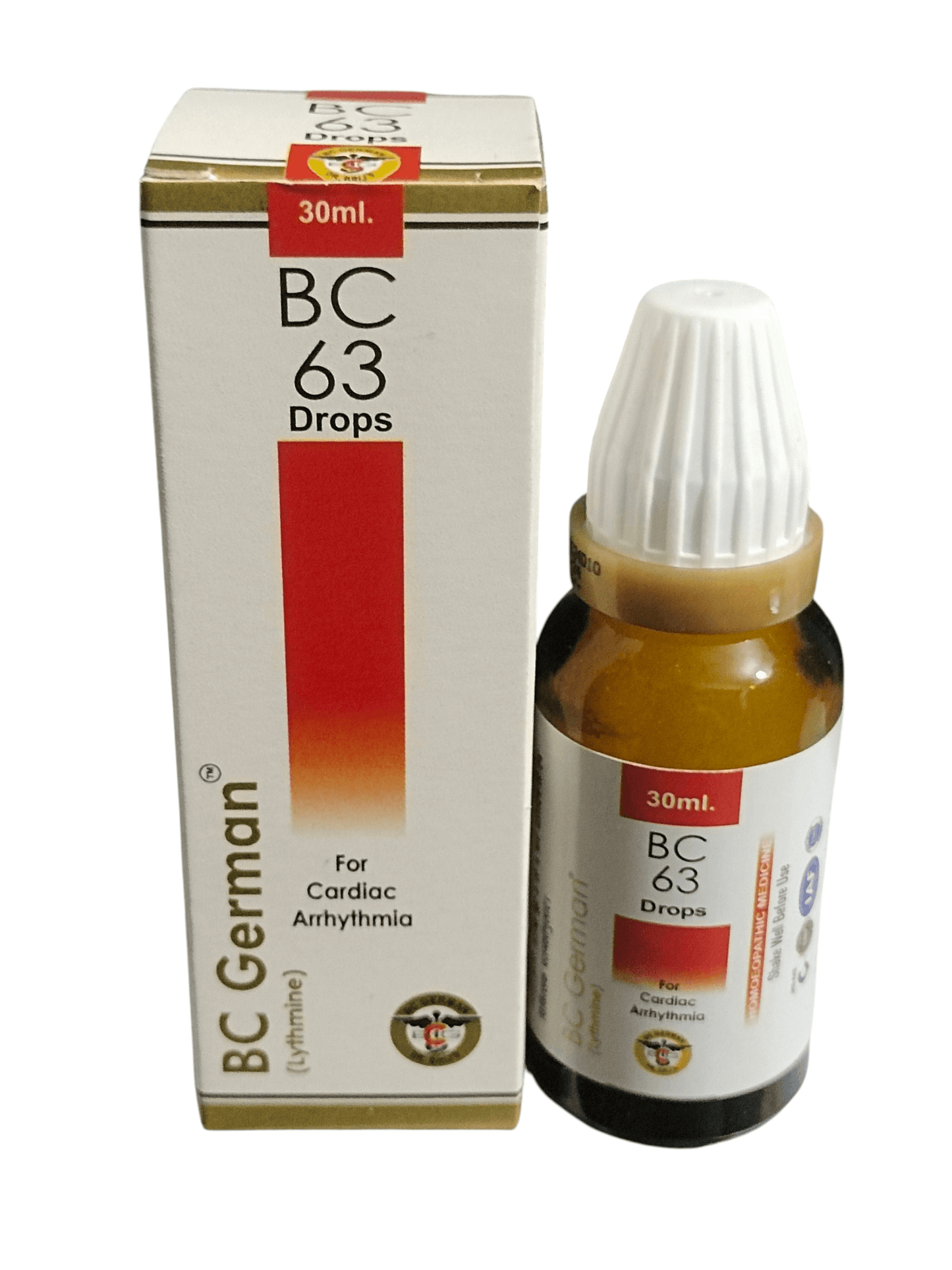 BC 63 Drops bottle and packaging on a white background
