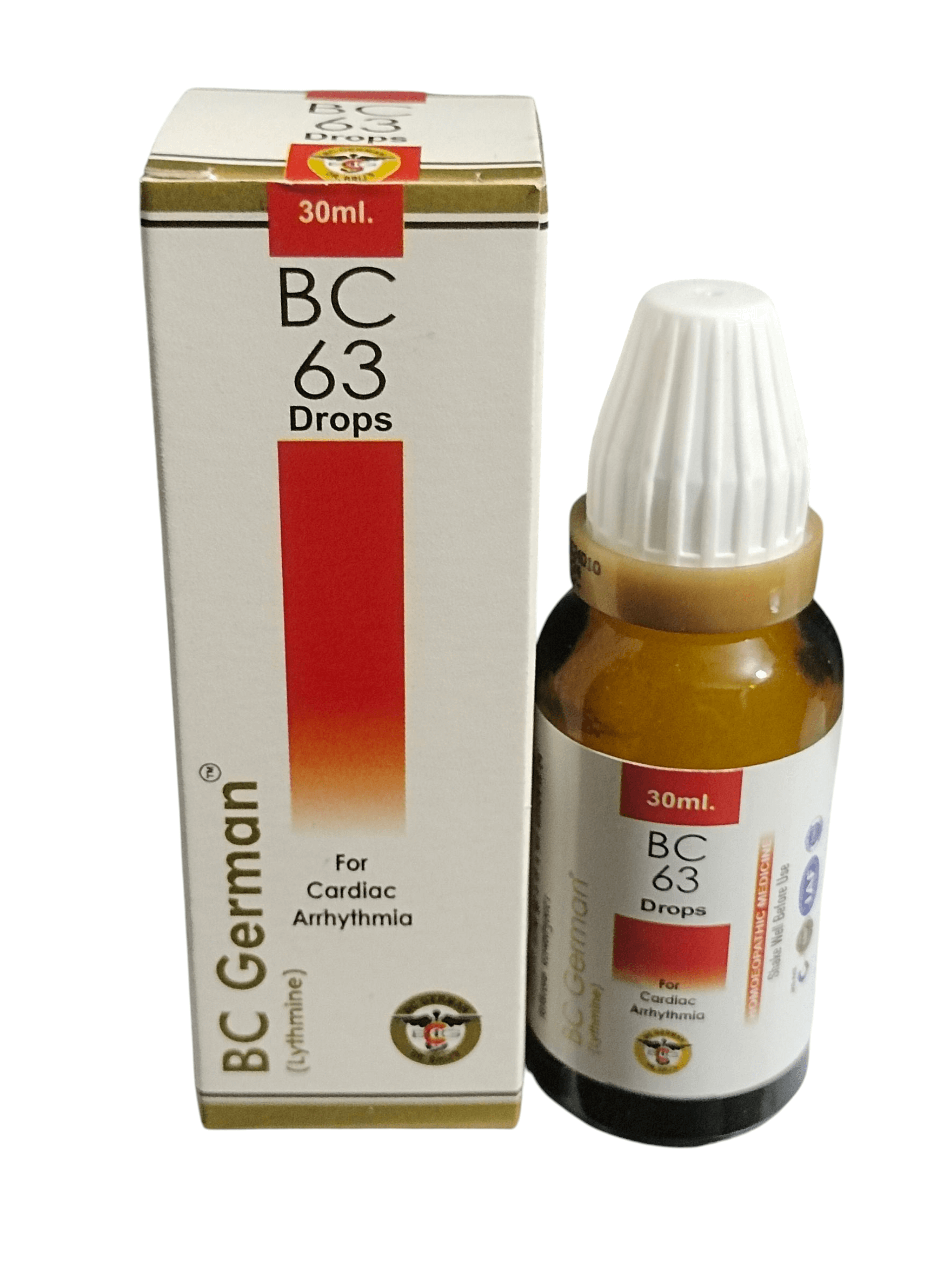 BC 63 Drops bottle and packaging on a white background
