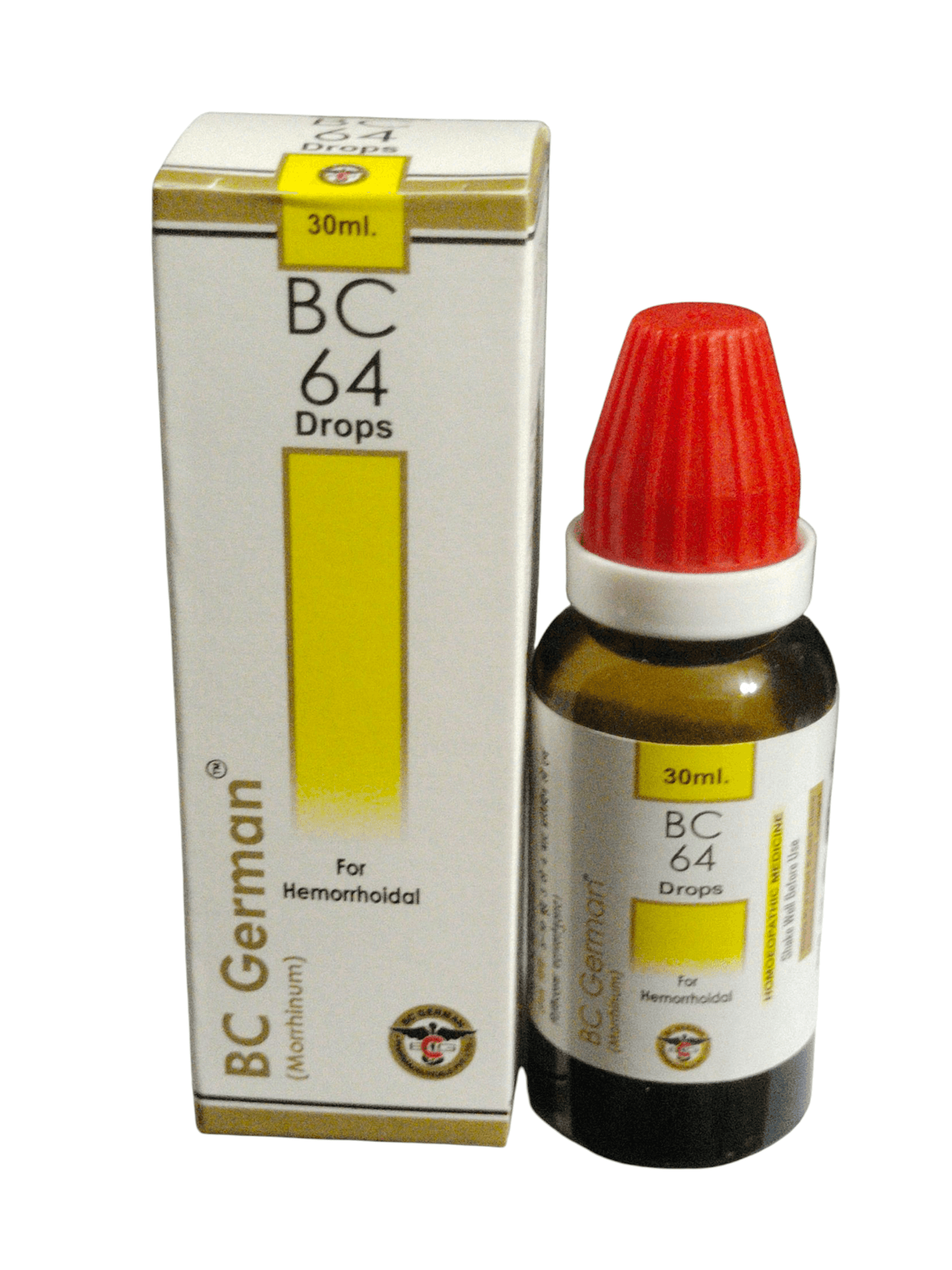 BC German BC 64 Drops bottle and packaging on a white background