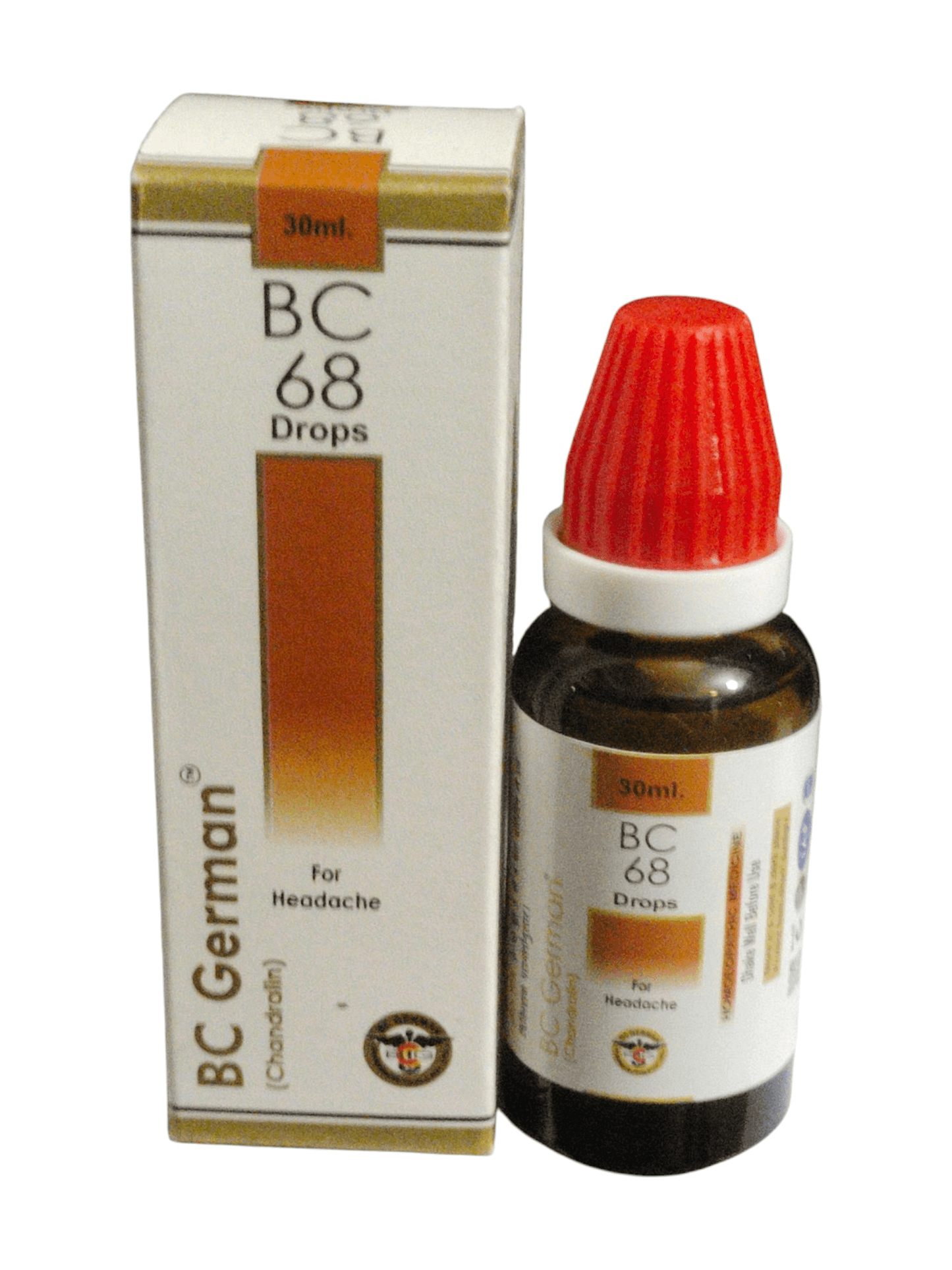 BC 68 Drops bottle and packaging on a white background