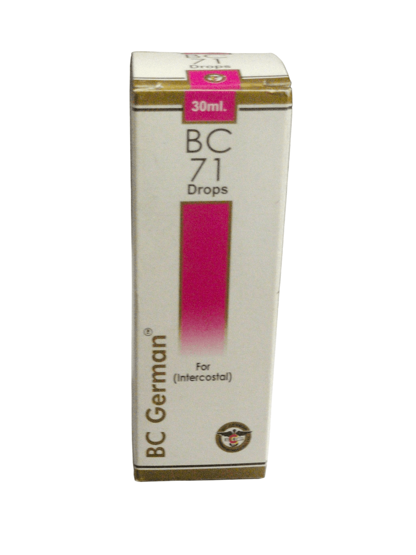 Box of BC German BC 71 Drops on a white background