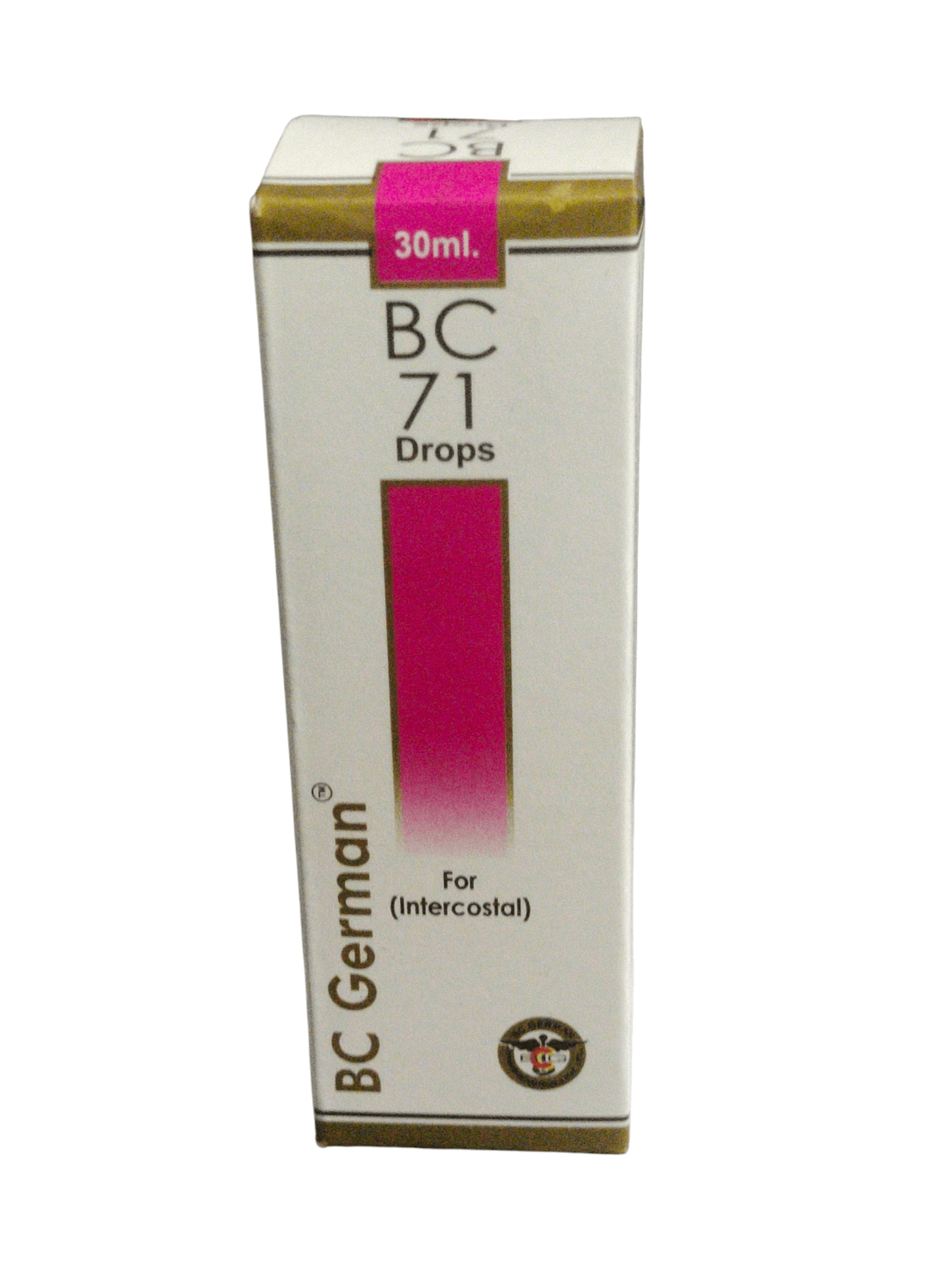 Box of BC German BC 71 Drops on a white background