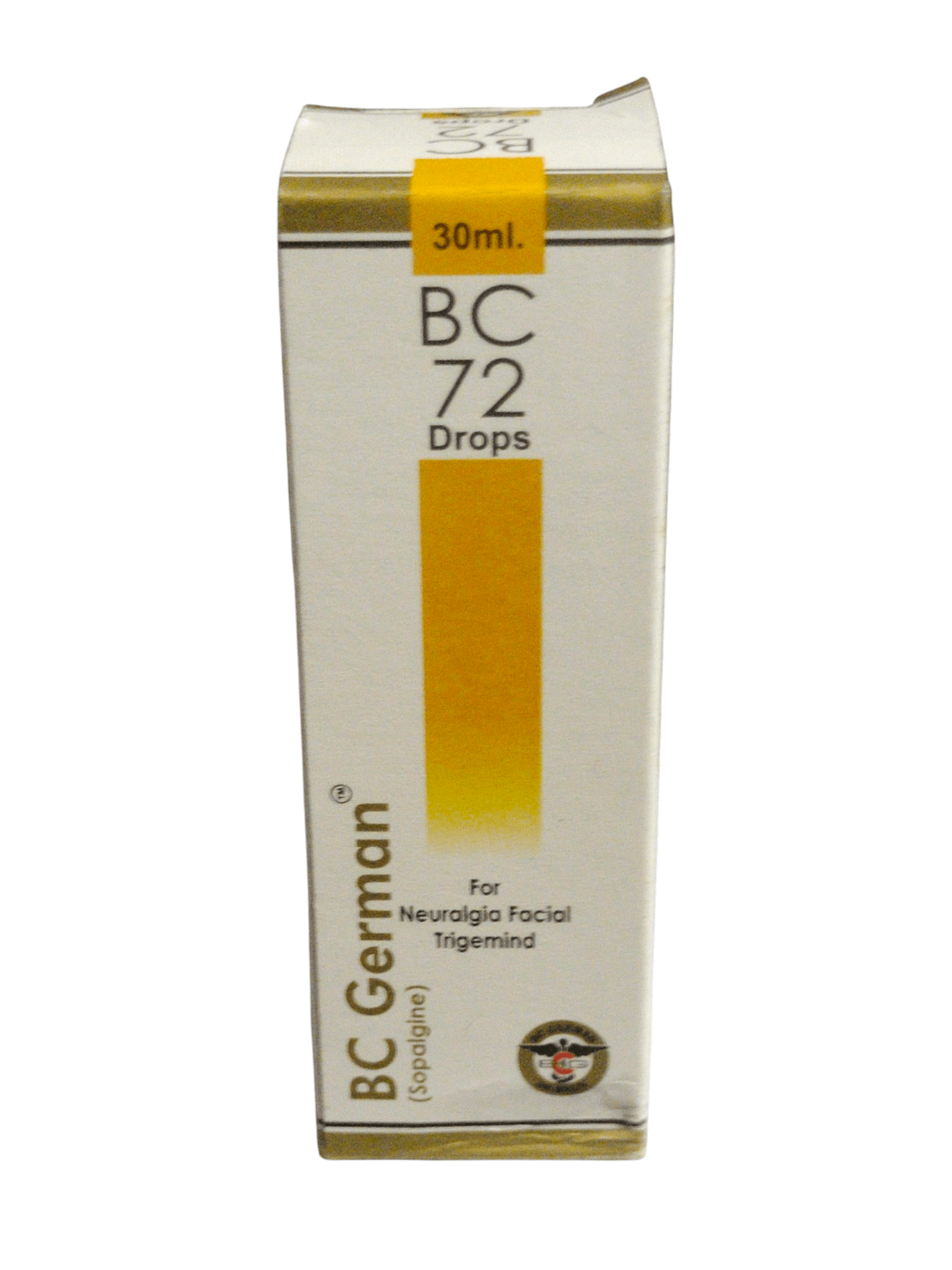 Box of BC German BC 72 Drops on a white background