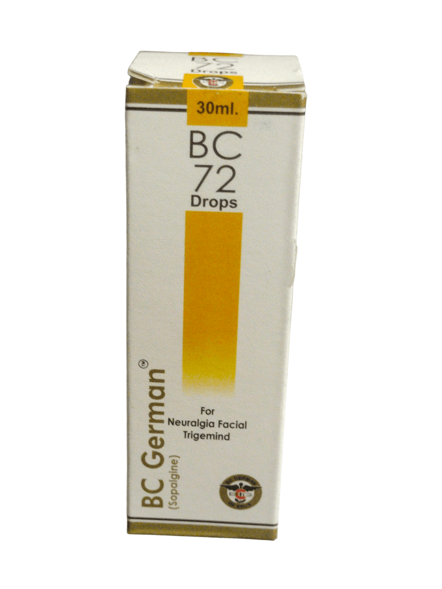 Box of BC German BC 72 Drops on a white background