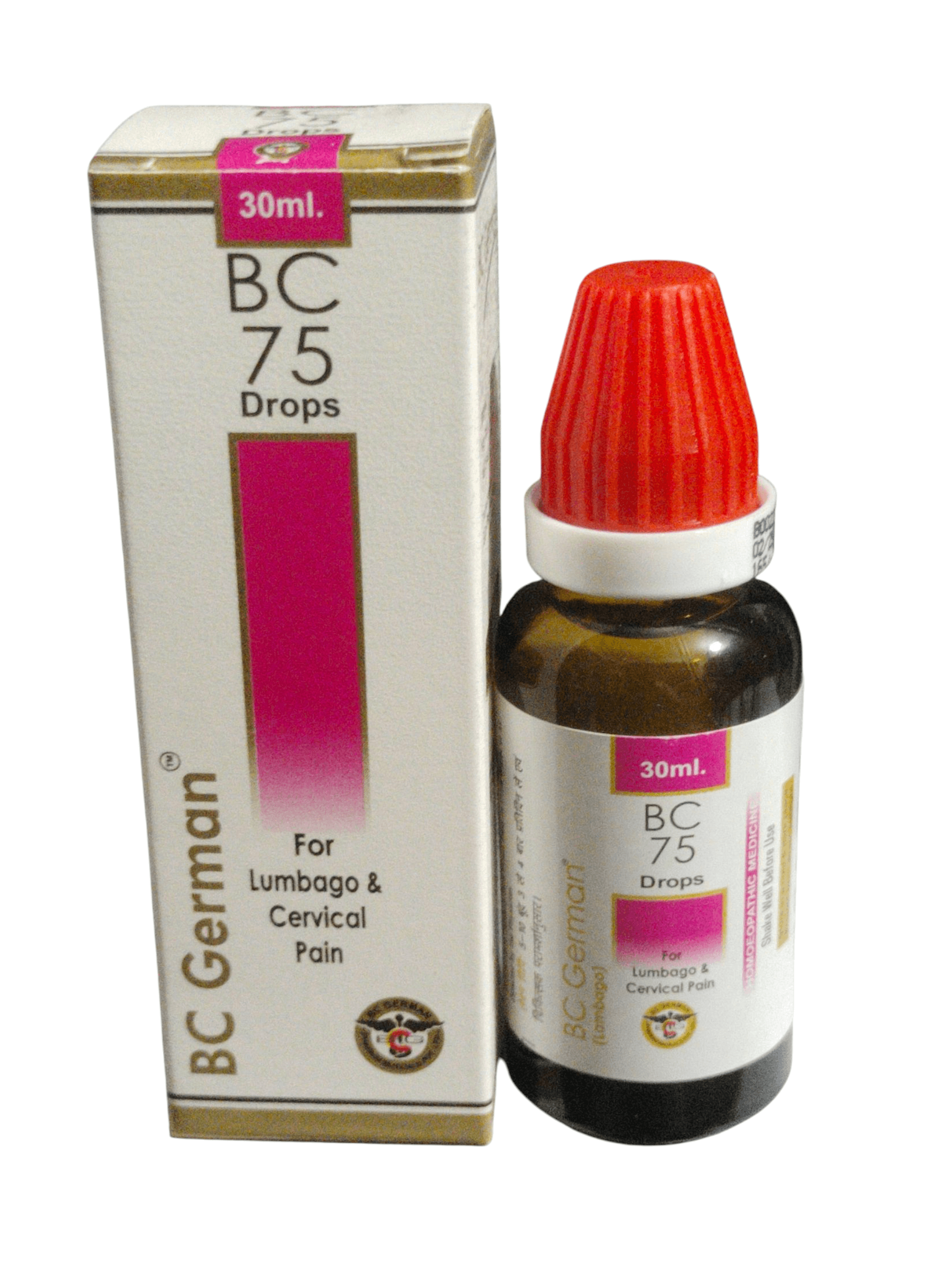 BC German BC 75 Drops bottle and packaging on a white background
