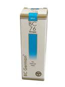 Box of BC 76 Drops for varicose veins on a white background